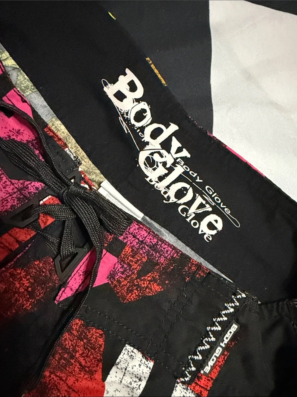 Body Glove Black Swim Board Shorts with Red, Pink & Yellow Graphics 28